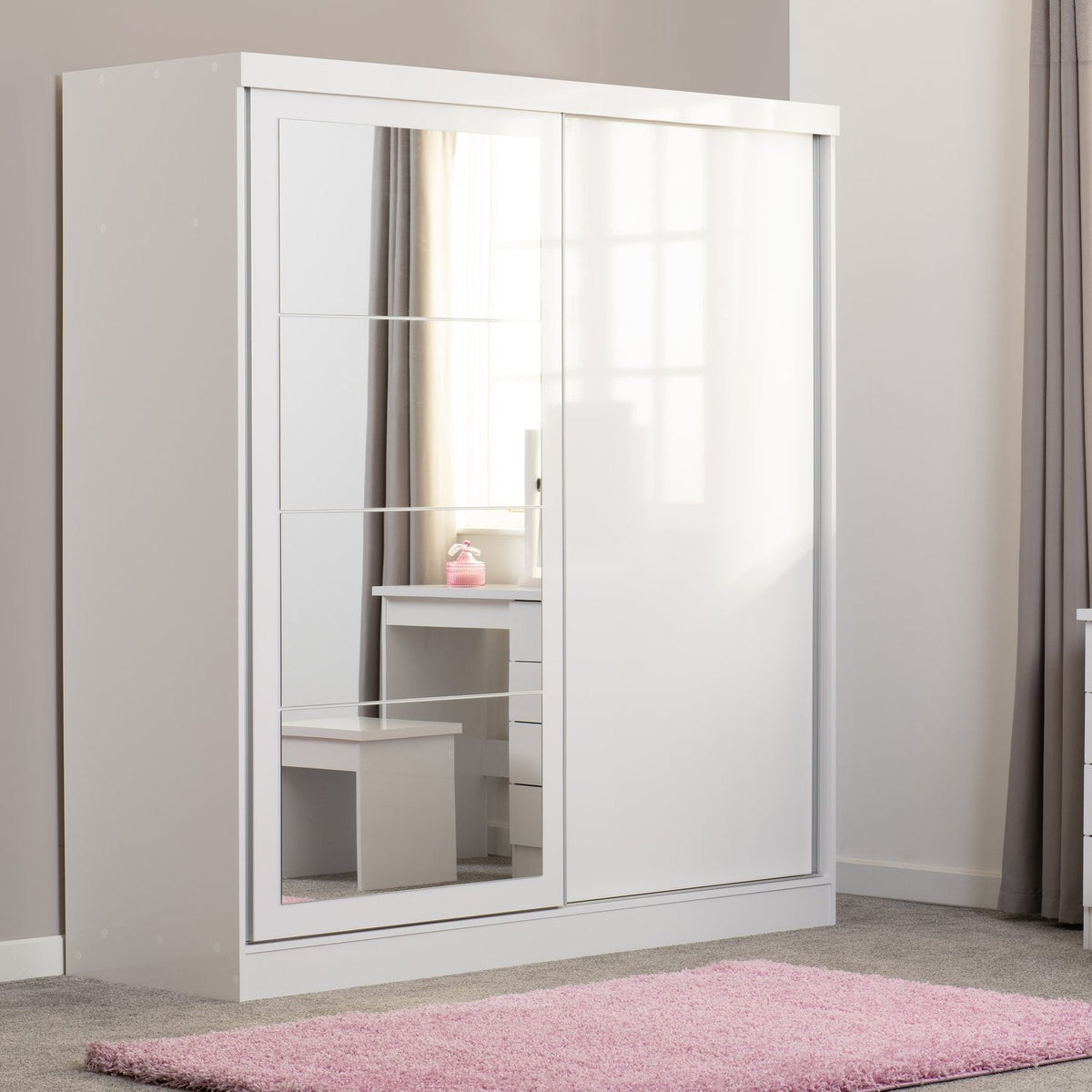 Nevada 2 Door Sliding Wardrobe - White Gloss