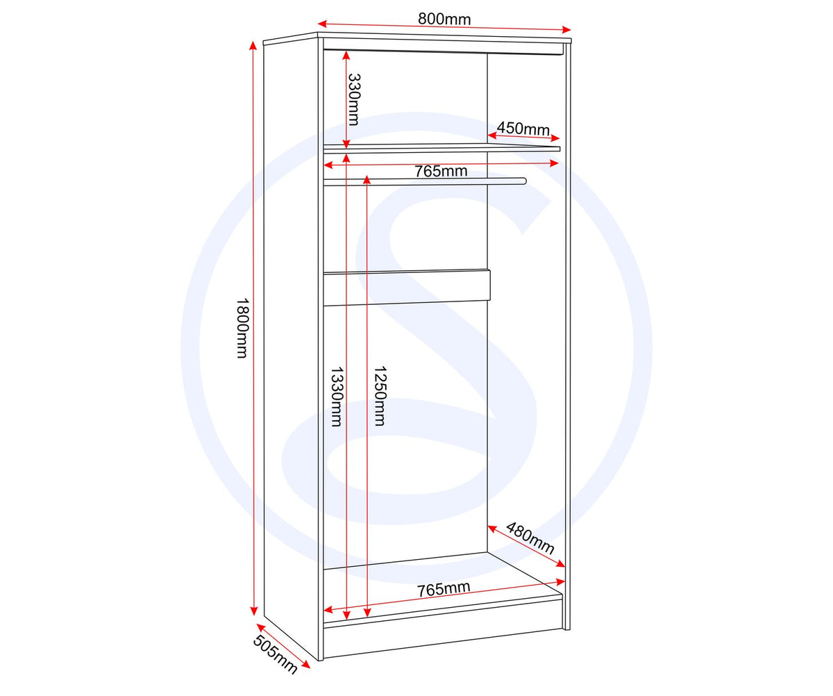 Malvern 2 Door Wardrobe - Black
