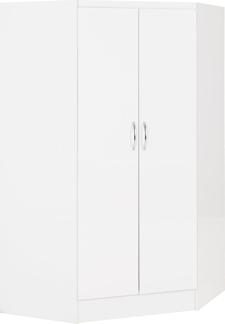 Nevada 2 Door Corner Wardrobe - White Gloss
