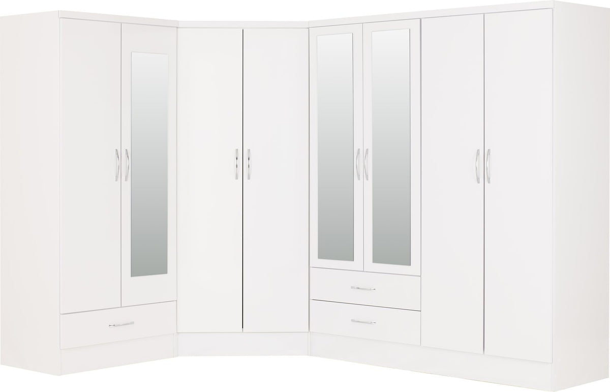 Nevada 2 Door Corner Wardrobe - White Gloss