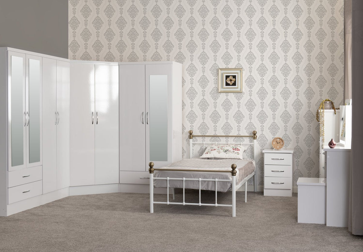 Nevada 2 Door Corner Wardrobe - White Gloss