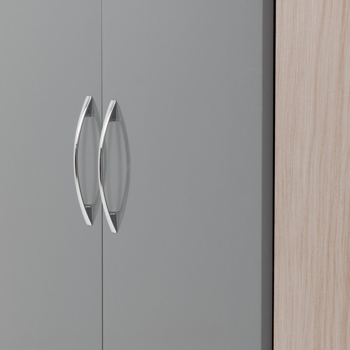 Nevada 2 Door Corner Wardrobe - Grey Gloss/Light Oak Effect Veneer
