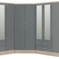 Nevada 2 Door Corner Wardrobe - Grey Gloss/Light Oak Effect Veneer