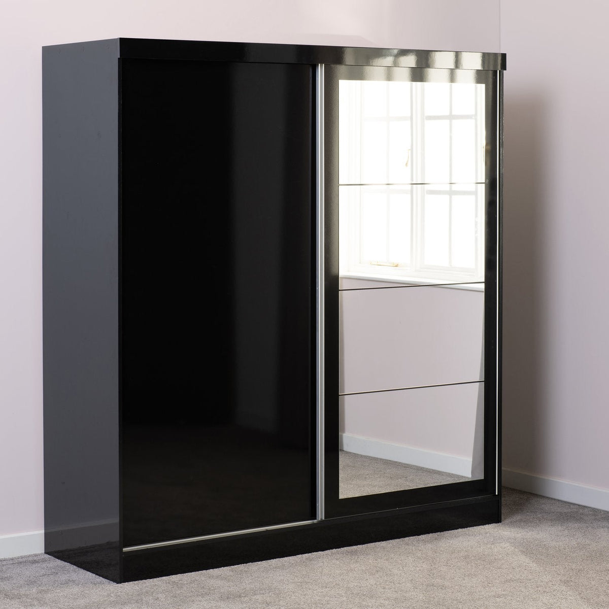 Nevada 2 Door Sliding Wardrobe - Black Gloss