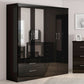 Nevada 4 Door 2 Drawer Mirrored Wardrobe - Black Gloss