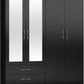 Nevada 4 Door 2 Drawer Mirrored Wardrobe - Black Gloss