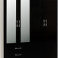 Nevada 4 Door 2 Drawer Mirrored Wardrobe - Black Gloss