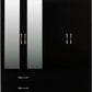 Nevada 4 Door 2 Drawer Mirrored Wardrobe - Black Gloss