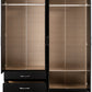 Nevada 4 Door 2 Drawer Mirrored Wardrobe - Black Gloss