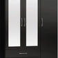 Nevada 3 Door 2 Drawer Mirrored Wardrobe - Black Gloss