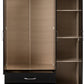 Nevada 3 Door 2 Drawer Mirrored Wardrobe - Black Gloss
