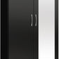 Nevada Mirrored 2 Door 1 Drawer Wardrobe - Black Gloss