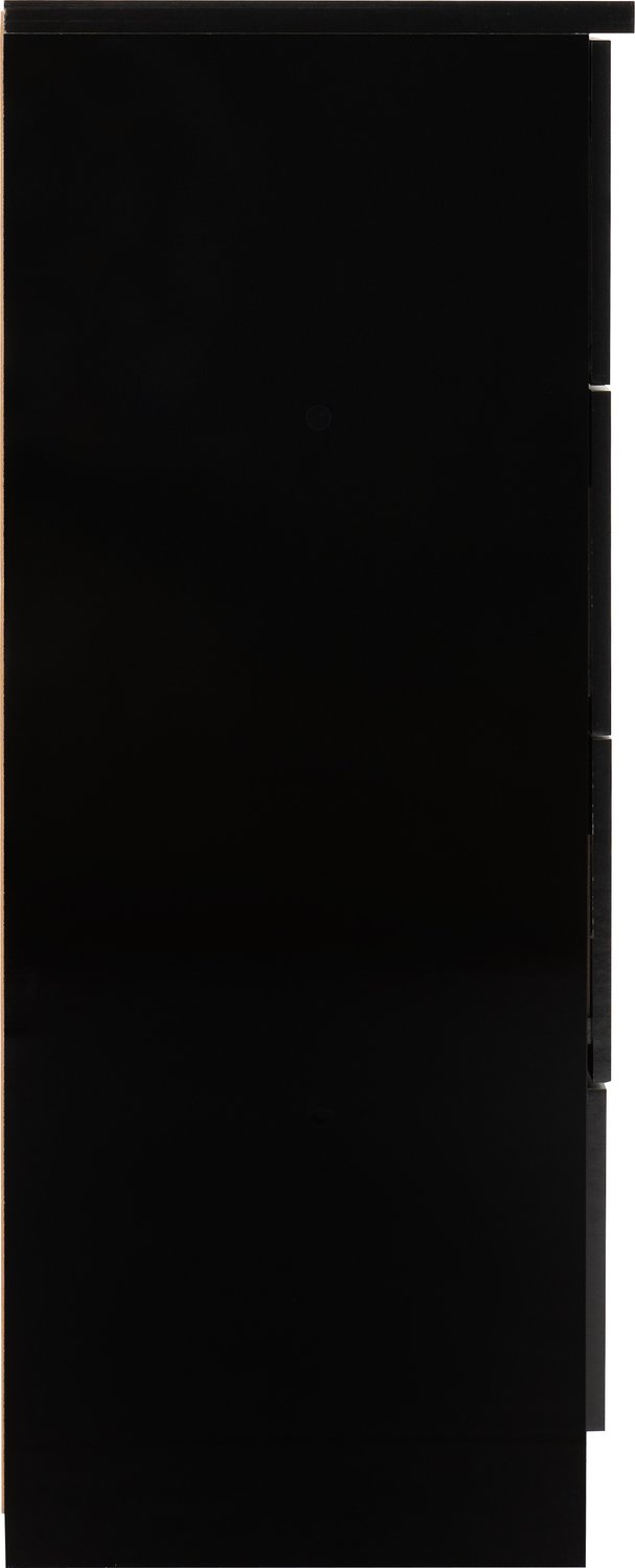 Nevada 5 Drawer Low Wardrobe - Black Gloss