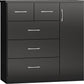 Nevada 5 Drawer Low Wardrobe - Black Gloss