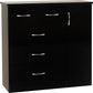 Nevada 5 Drawer Low Wardrobe - Black Gloss