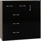 Nevada 5 Drawer Low Wardrobe - Black Gloss