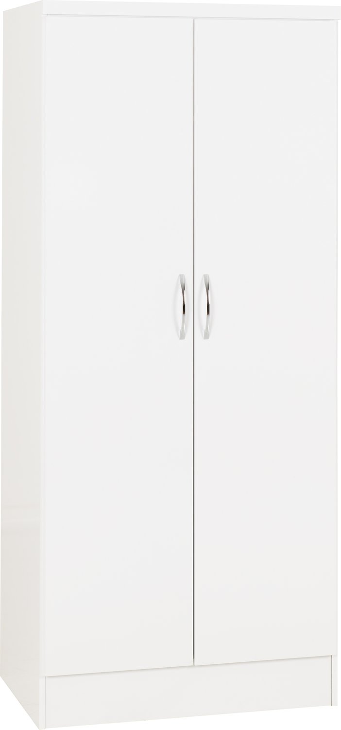 Nevada 2 Door All Hanging Wardrobe - White Gloss