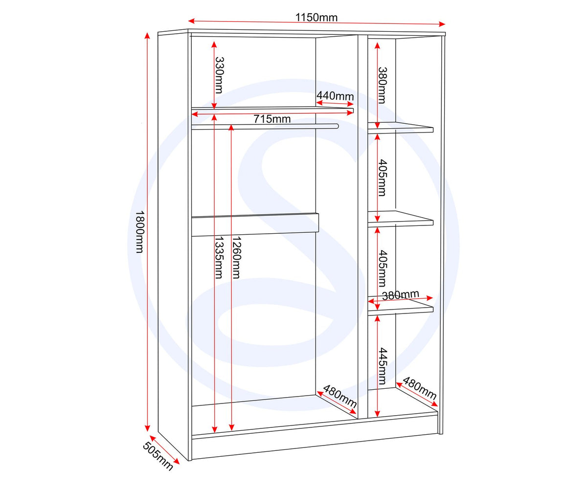 Malvern 3 Door Wardrobe - Urban Snow