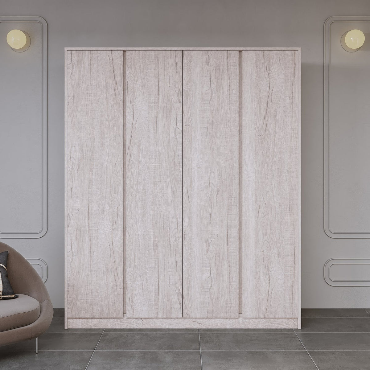 Malvern 4 Door Wardrobe - Urban Snow