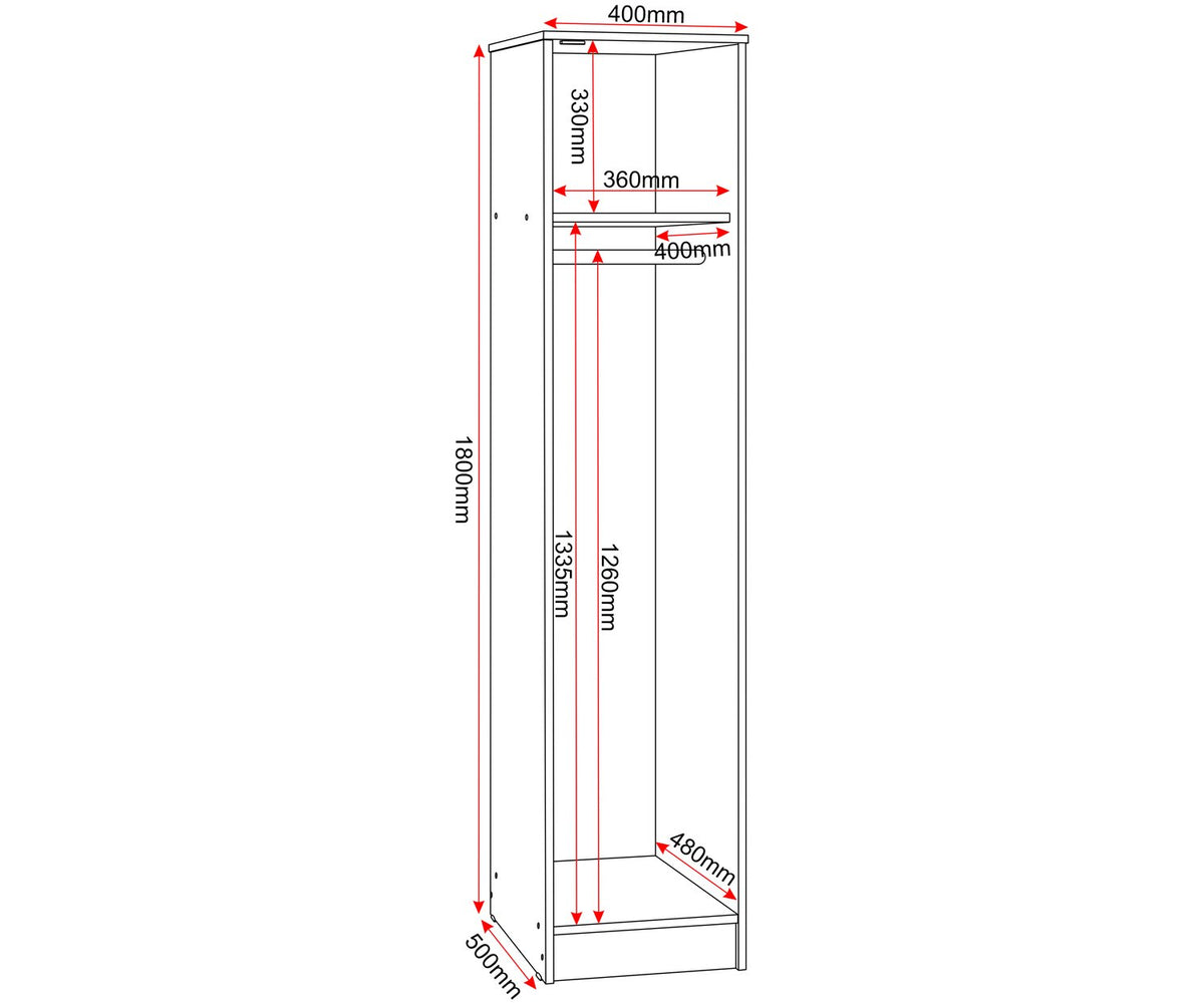 Malvern 1 Door Wardrobe - Urban Snow