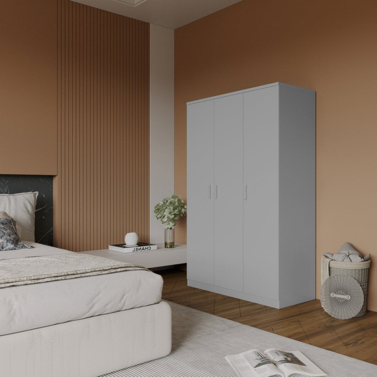 Dakota 3 Door Wardrobe - Light Grey