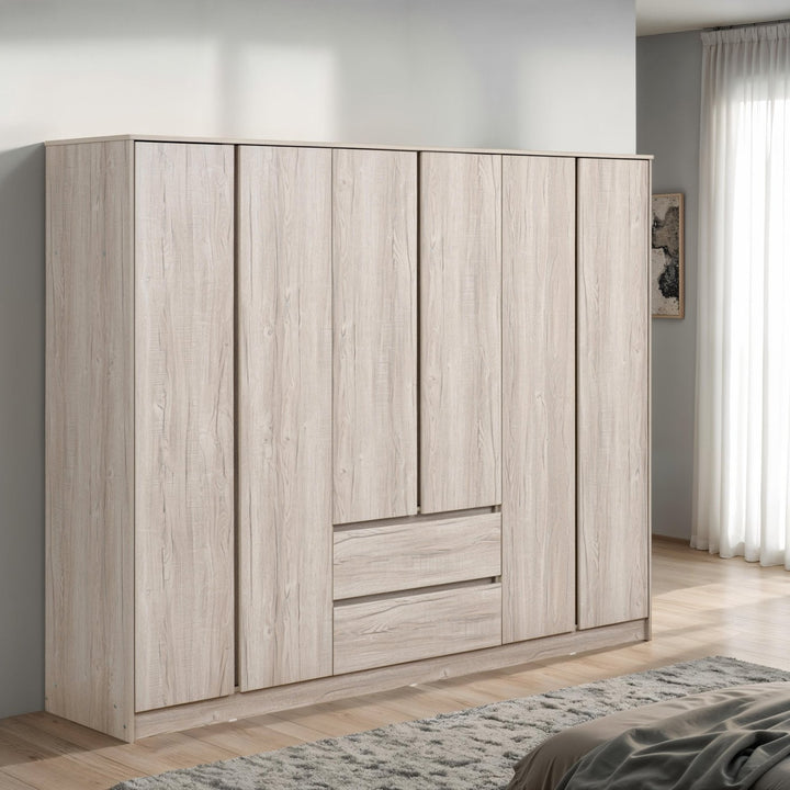 Malvern 6 Door 2 Drawer Wardrobe - Urban Snow