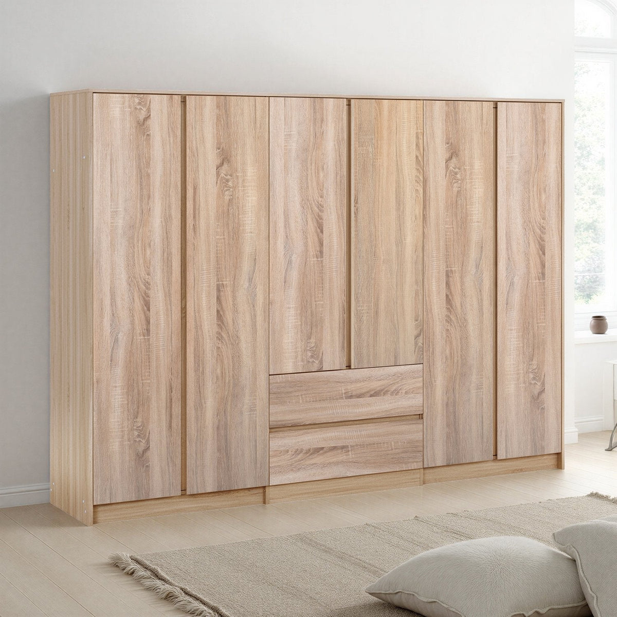 Malvern 6 Door 2 Drawer Wardrobe - Sonoma Oak Effect