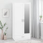 Dakota 2 Door 1 Drawer Mirrored Wardrobe - White