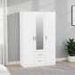Dakota 3 Door 2 Drawer Mirrored Wardrobe - White