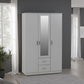 Dakota 3 Door 2 Drawer Mirrored Wardrobe - Light Grey