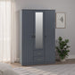 Dakota 3 Door 2 Drawer Mirrored Wardrobe - Dark Grey