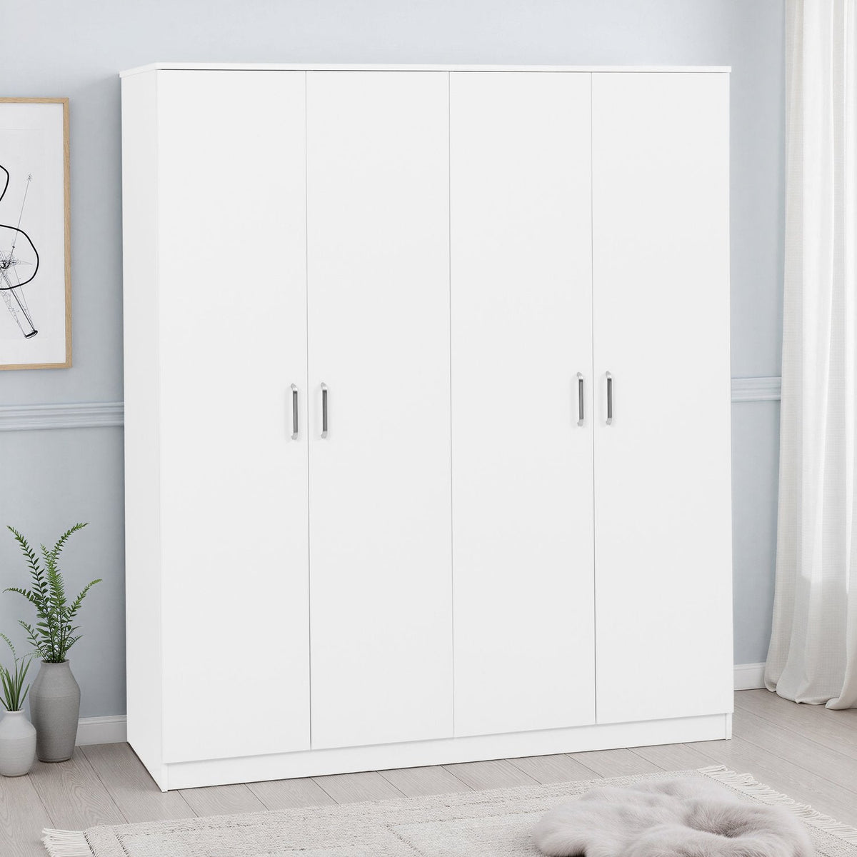 Dakota 4 Door Wardrobe - White