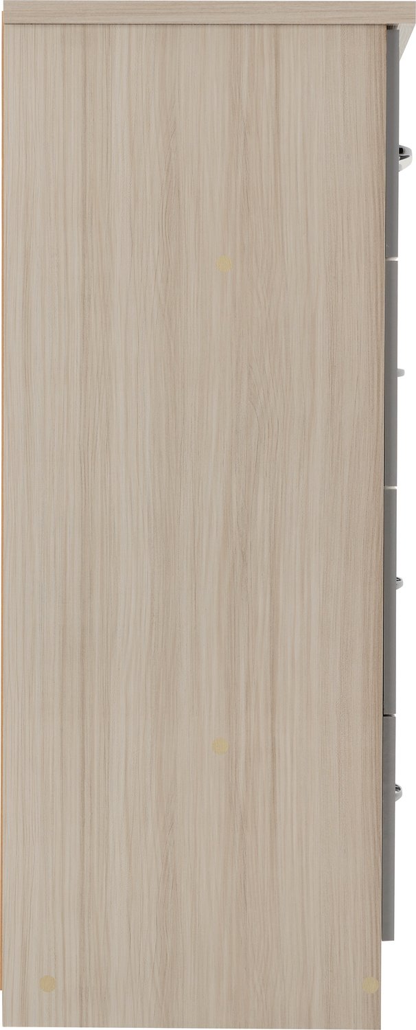Nevada 3+2 Drawer Chest - Grey Gloss/Light Oak Effect Veneer