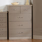 Nevada 3+2 Drawer Chest - Oyster Gloss/Light Oak Effect Veneer