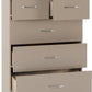Nevada 3+2 Drawer Chest - Oyster Gloss/Light Oak Effect Veneer