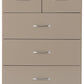 Nevada 3+2 Drawer Chest - Oyster Gloss/Light Oak Effect Veneer