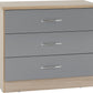 Nevada 3 Drawer Chest - Grey Gloss/Light Oak Effect Veneer