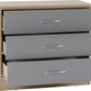 Nevada 3 Drawer Chest - Grey Gloss/Light Oak Effect Veneer