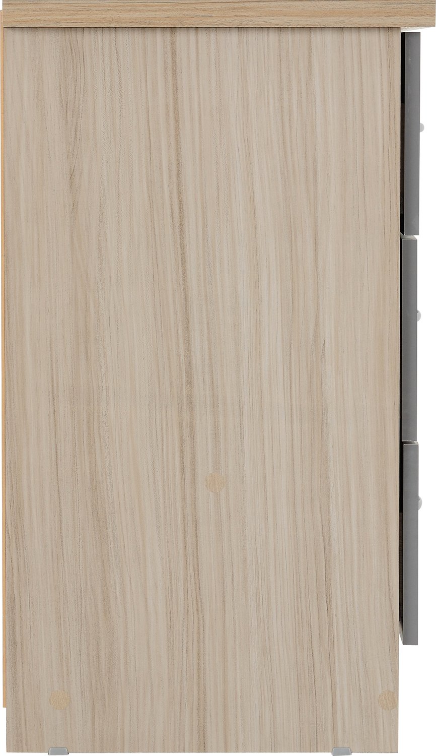 Nevada 3 Drawer Chest - Grey Gloss/Light Oak Effect Veneer