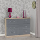 Nevada 6 Drawer Chest - Grey Gloss/Light Oak Effect Veneer
