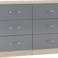 Nevada 6 Drawer Chest - Grey Gloss/Light Oak Effect Veneer