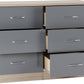 Nevada 6 Drawer Chest - Grey Gloss/Light Oak Effect Veneer