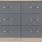 Nevada 6 Drawer Chest - Grey Gloss/Light Oak Effect Veneer