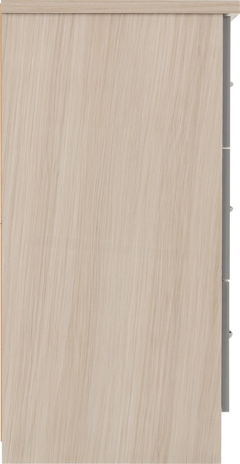 Nevada 6 Drawer Chest - Grey Gloss/Light Oak Effect Veneer