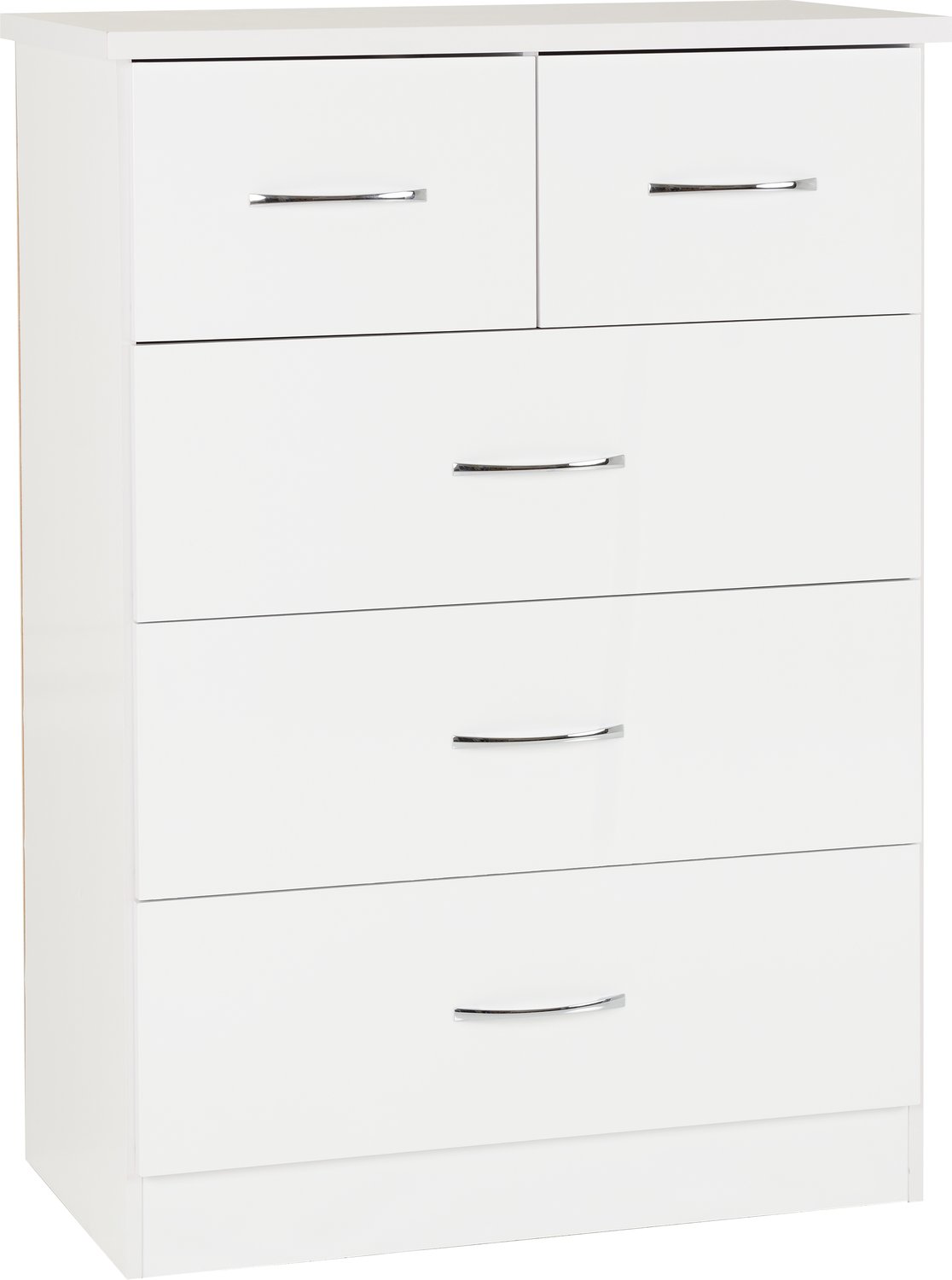 Nevada 3+2 Drawer Chest - White Gloss