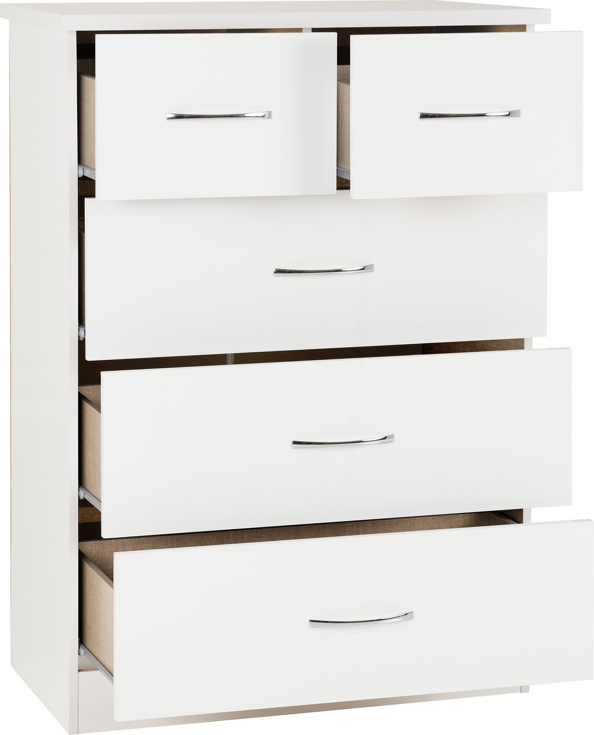 Nevada 3+2 Drawer Chest - White Gloss