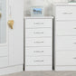 Nevada 5 Drawer Narrow Chest - White Gloss