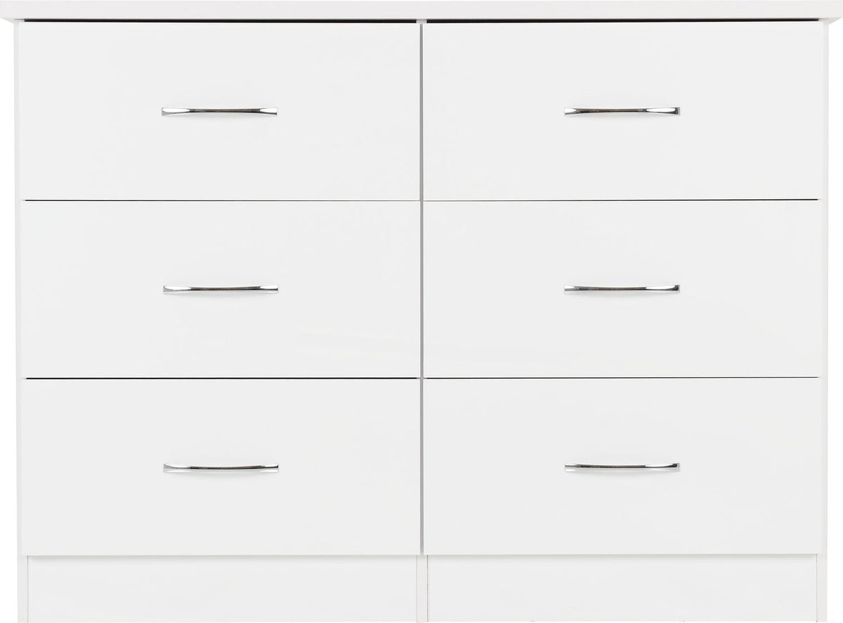 Nevada 6 Drawer Chest - White Gloss