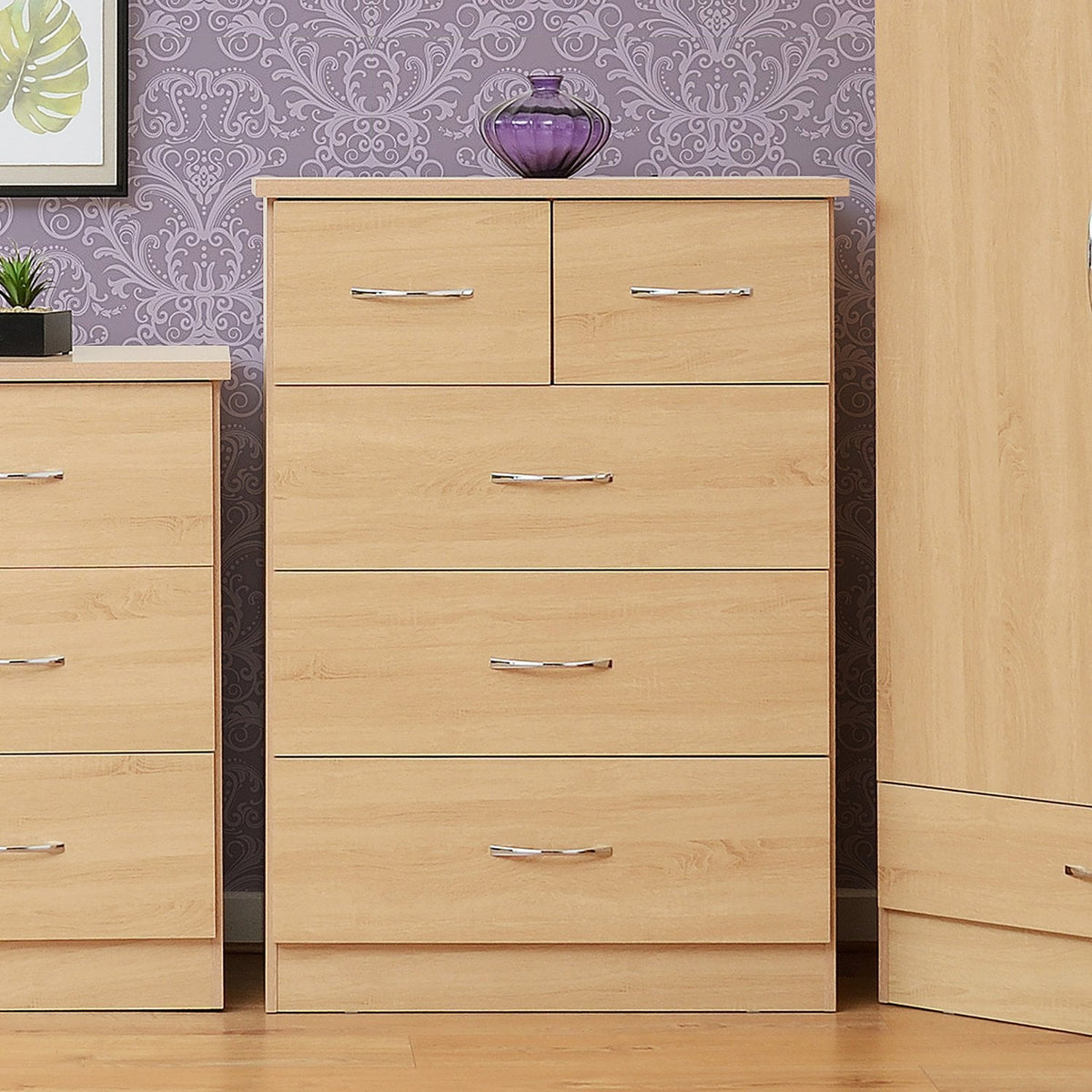 Nevada 3+2 Drawer Chest - Sonoma Oak Effect
