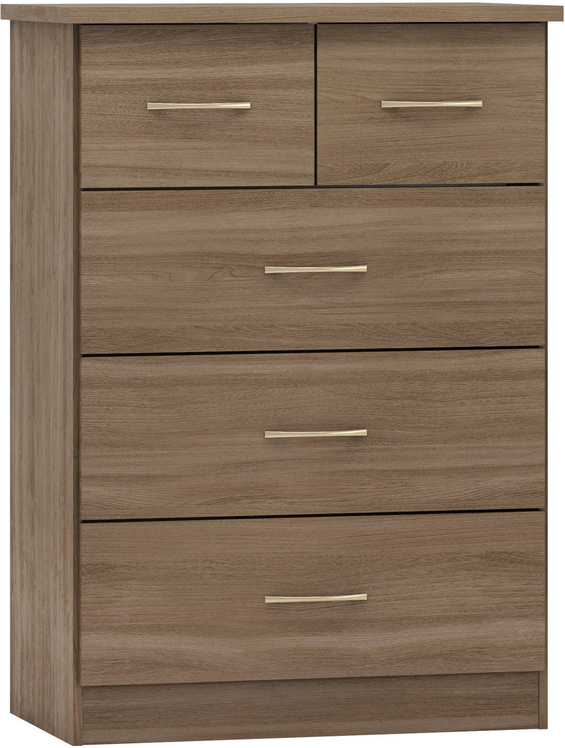 Nevada 3+2 Drawer Chest - Rustic Oak Effect
